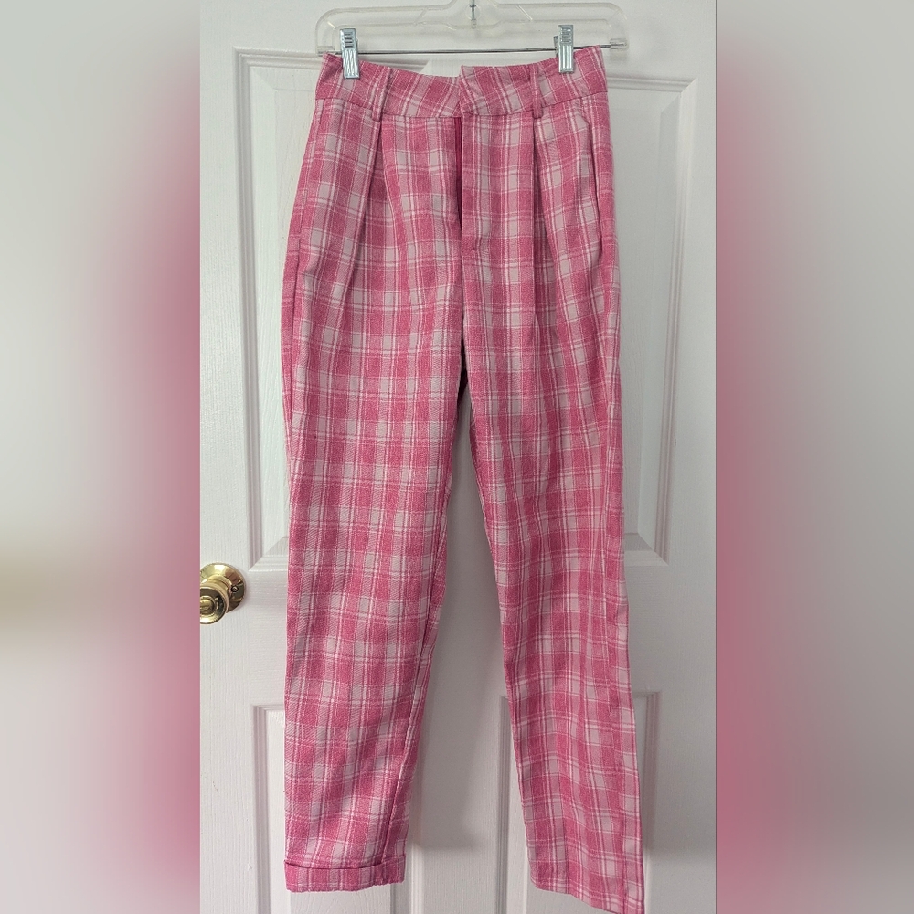 Heartbreak Pink Plaid Pants XS Size
